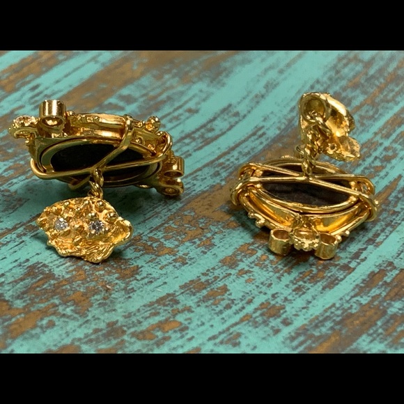 14K Yellow Gold Diamond Roman Coin Cufflinks - Picture 2 of 3